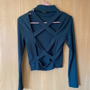 Long-sleeve emerald green top